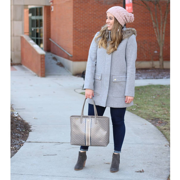 J. Crew Vail Parka Coat Gray Wool Faux Fur Trim Hood - Picture 10 of 10